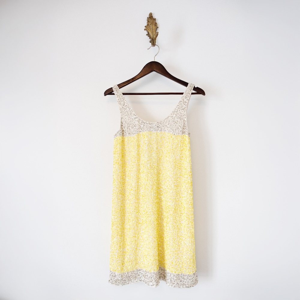 French Connection yellow Sequinned mini dress Size: 6 w/ tags
